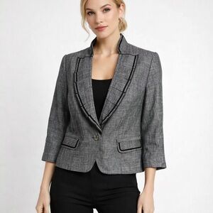 WHITE BLACK Women's Gray 3/4 sleeves Blazer/size 12